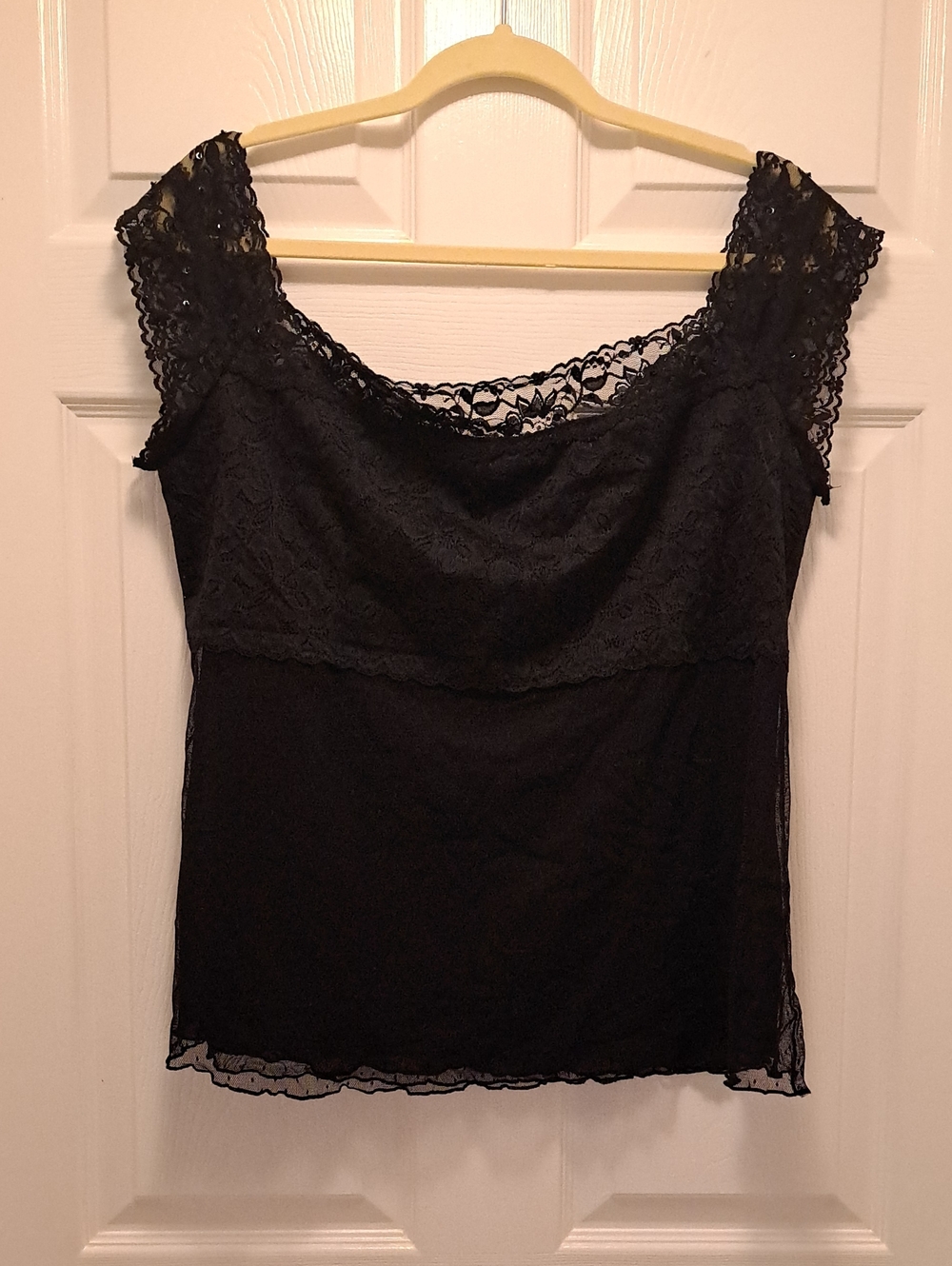 Black Lace Cap Sleeve Camisole - Women